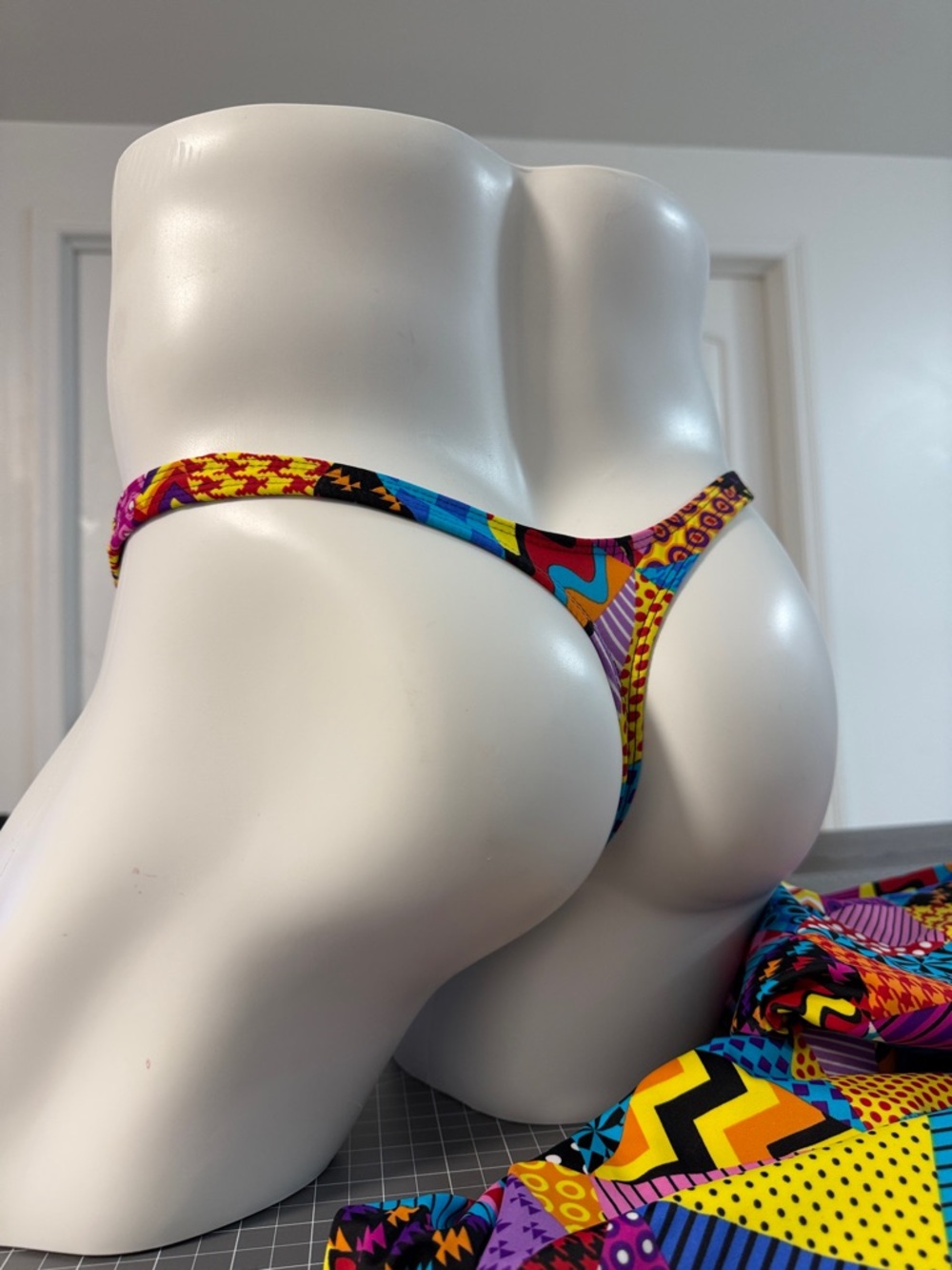 Colorful Geometric Patchwork Bikini Bottom - Picture 2 of 9